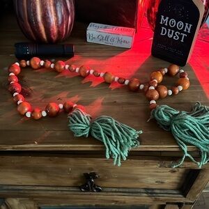 Handmade wooden bead garland, hand painted